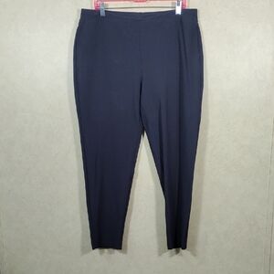 H155 Eileen Fisher navy blue crepe knit stretch pull on pants XL